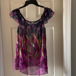 Purple and Navy Paisley Top. Size Small